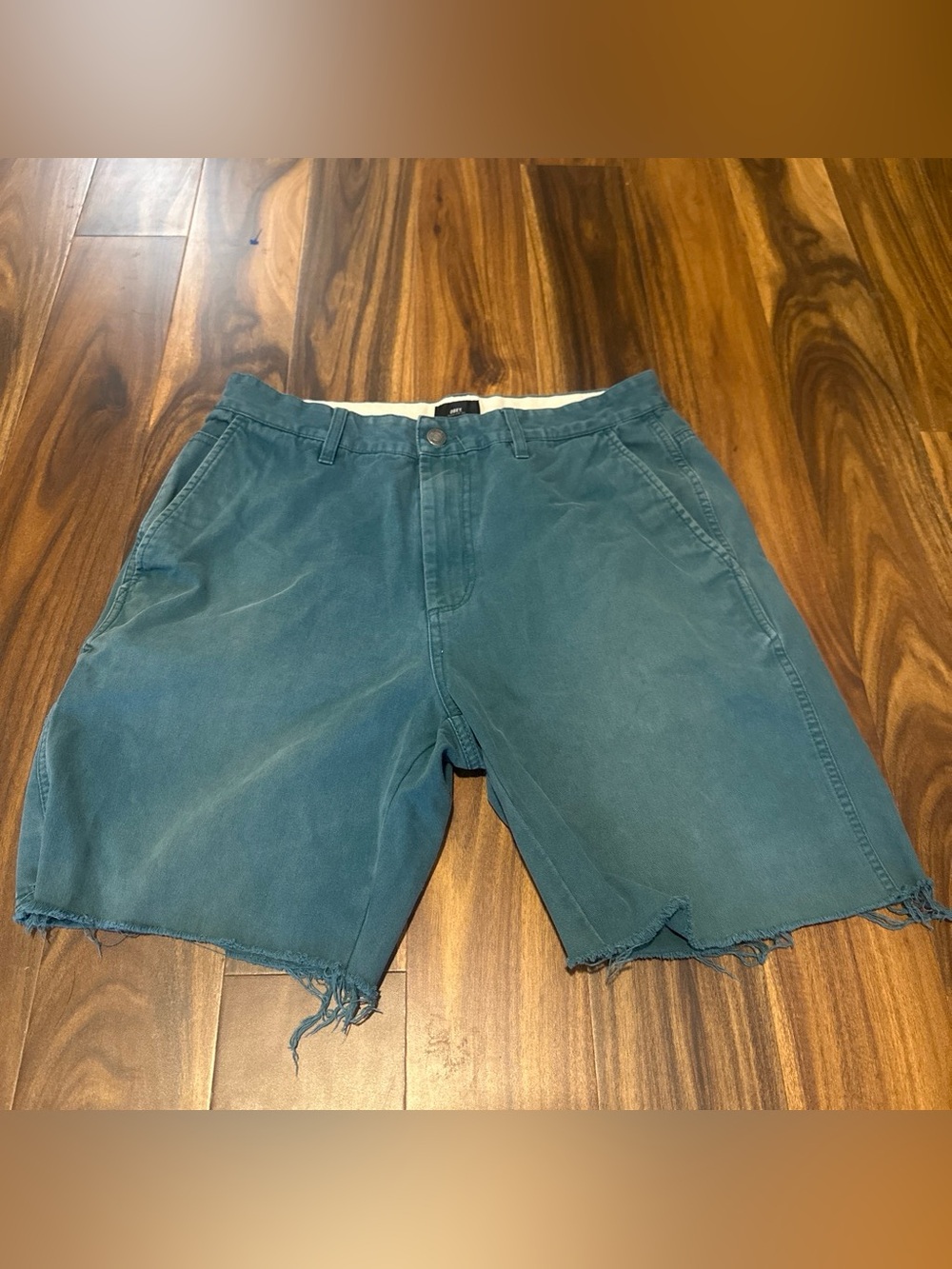 Obey Teal Green Cut-Off Flat Front Shorts